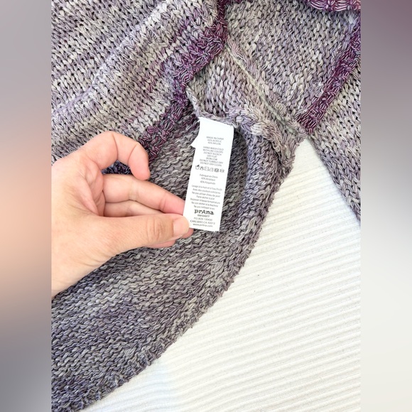 PrAna Vignette V-neck Knit Sweater Asymmetrical Purple Tart - Picture 9 of 13